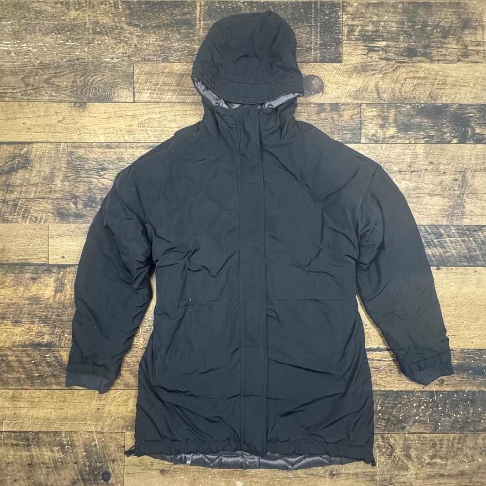 Athleta‎ Black Down Filled Insulated Hooded Parka Jacket Women's Size Medium?